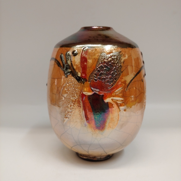 Click to view detail for #221175 Raku Vase 3x Fired 6x4.5 $32